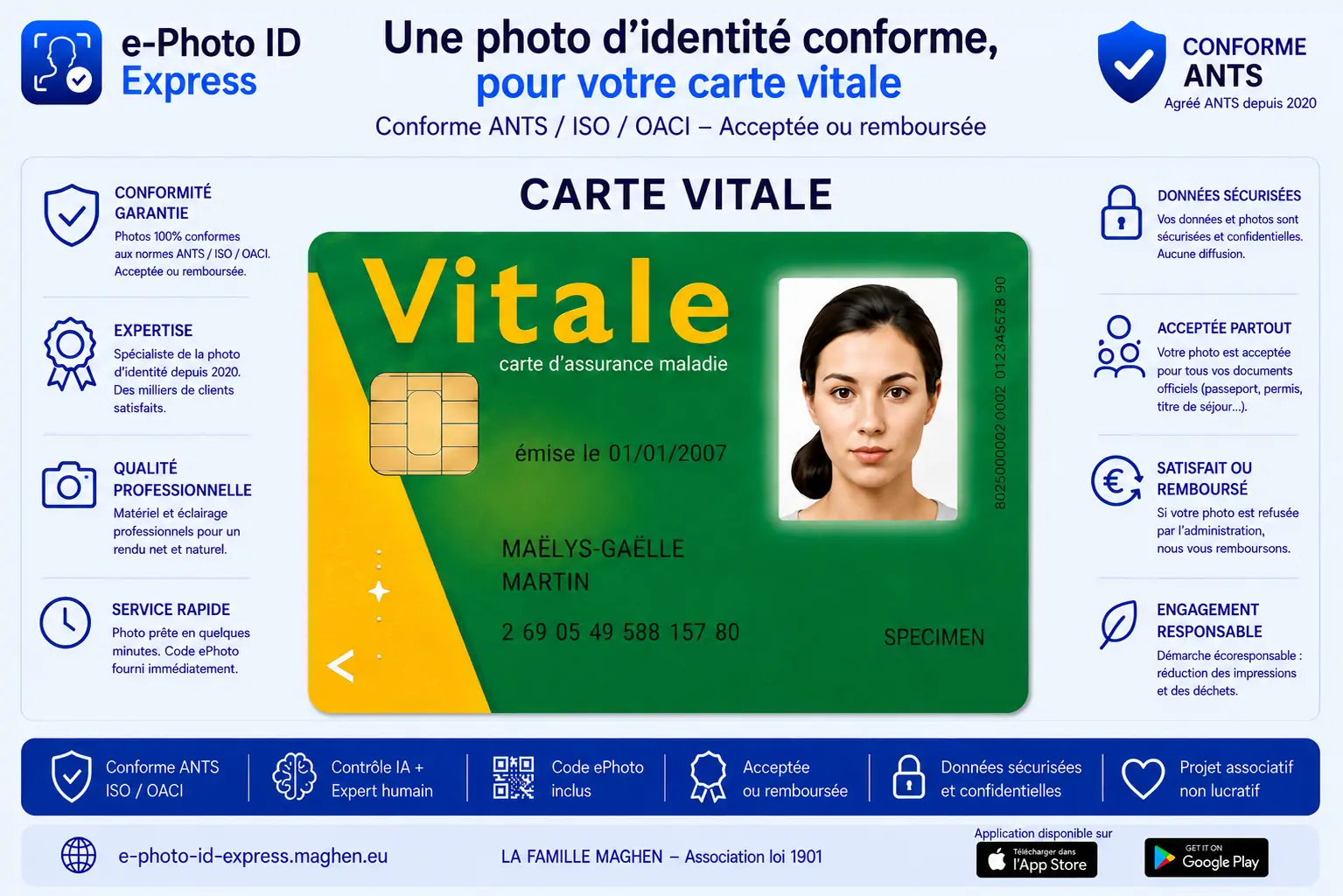 Carte Vitale française, exemple d'usage numérique pour la photo du Pack Numérique